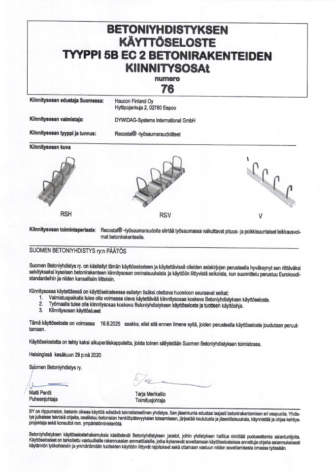 By käyttöseloste by 5 b ec2 nro 76 recostal työsaumaraudoite kansilehti