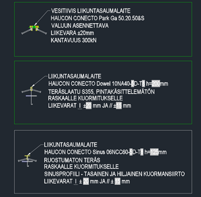 Haucon liikuntasaumalaitteet   dynaamiset blokit 3