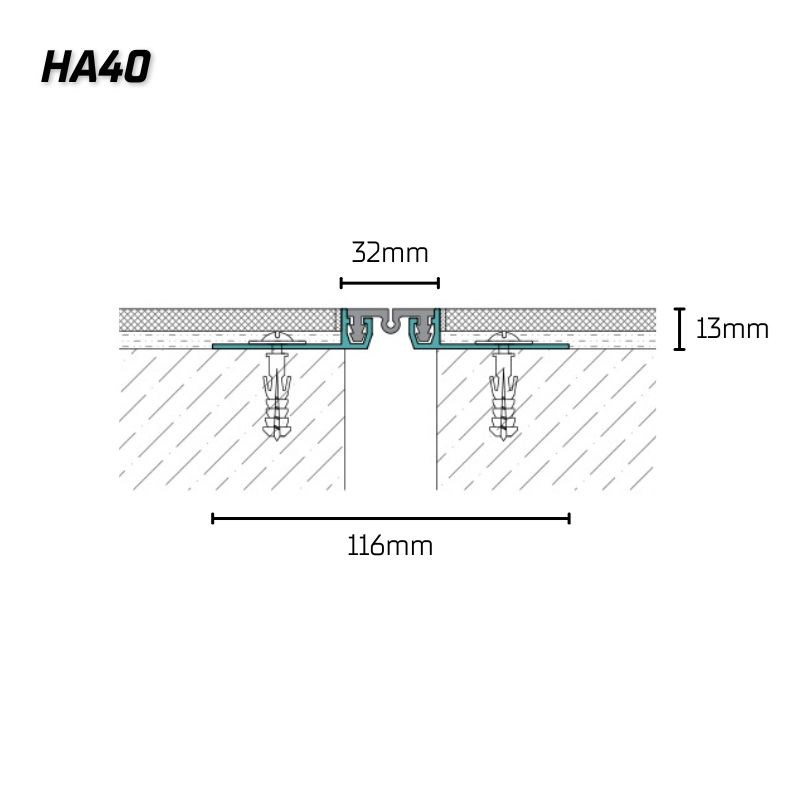 HauCon HA40 liikuntasaumalaitteen mitat