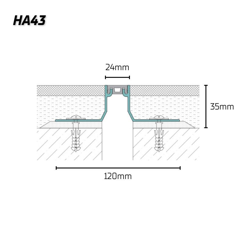 HauCon HA43 liikuntasaumalaitteen mitat