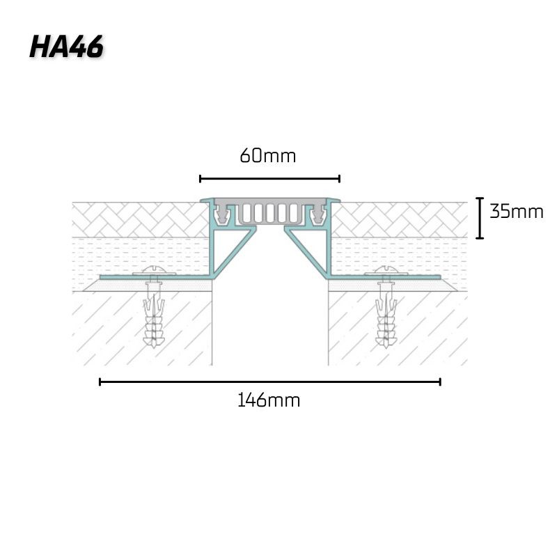 HauCon HA46 liikuntasaumalaitteen mitat