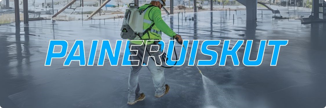 Rakennuskemikaalin levitys akkukäyttöisellä paineruiskulla