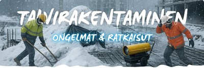 Talvinen työmaa jossa on runsaasti lunta