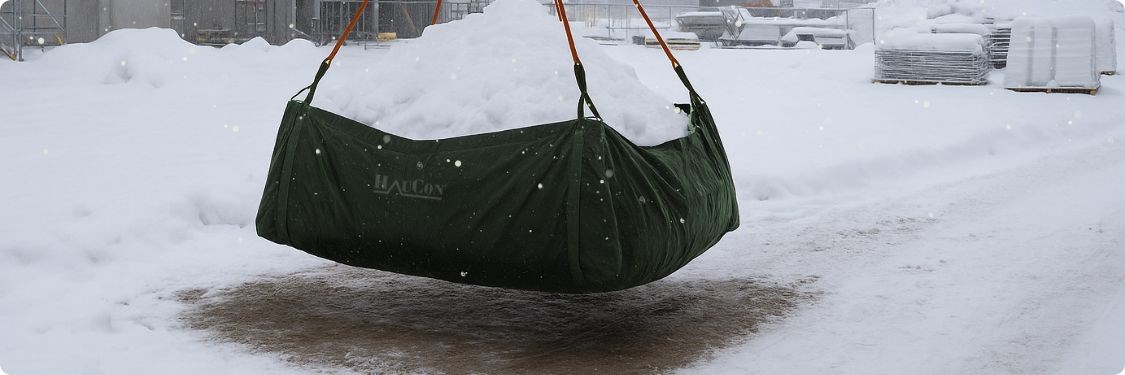 Lumenpoisto työmaalta lumennostopeitteellä